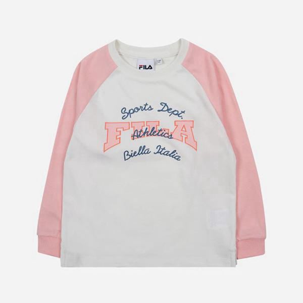 Camisetas Manga Corta Fila Niñas Blancas / Rosas - School Crew Neck L/S - España 268017IDQ